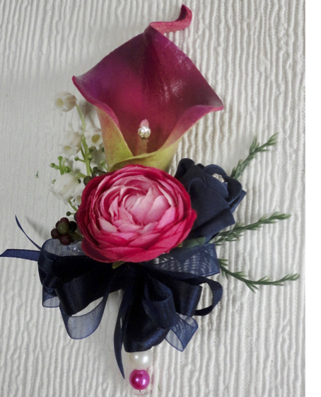 Navy & Fuchsia Corsage